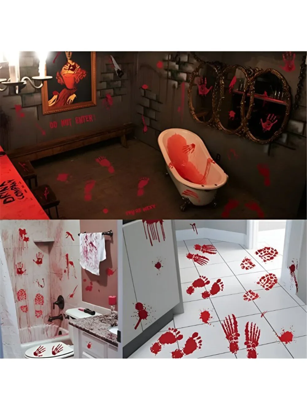 173PCS Halloween Bloody Footprints Floor Clings Plus Tattoos
